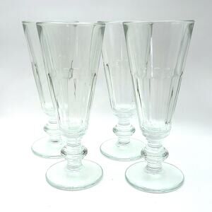 Vintage Footed Small Goblets Clear Glass Dessert Cocktail Flutes Set of 4